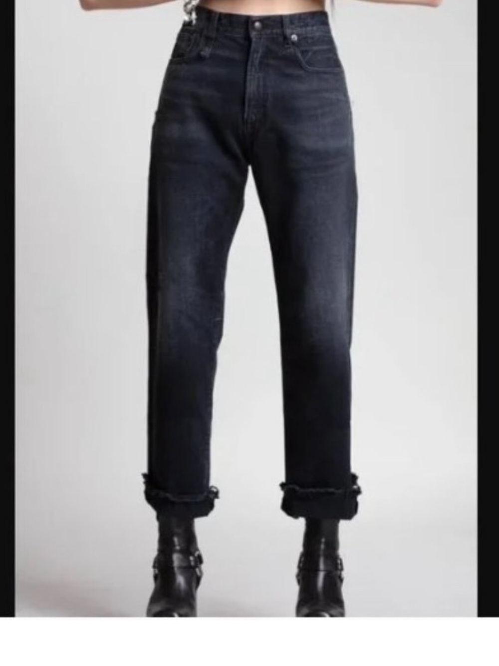 R13 Black Distressed Boyfriend Made in Italy Size 30
